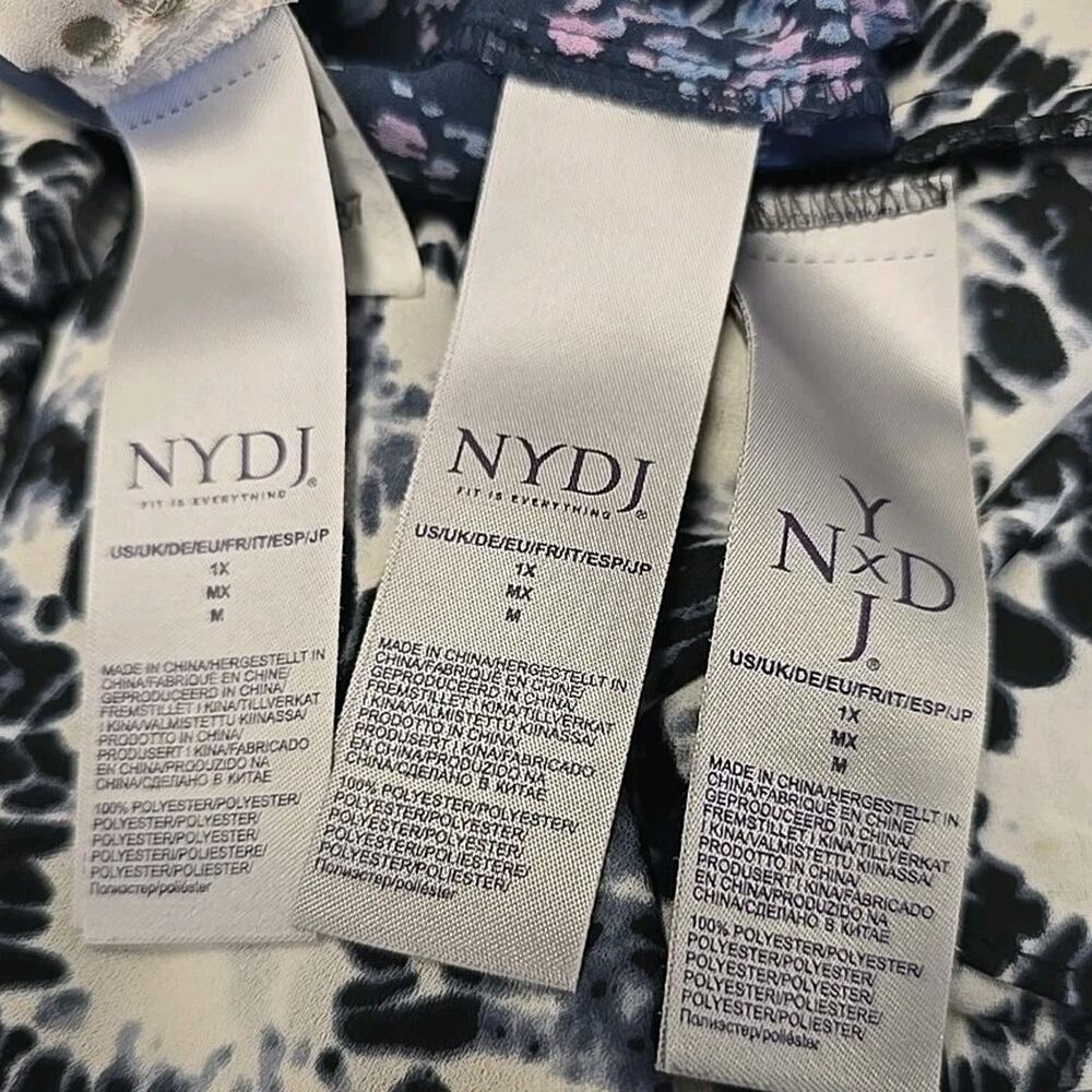 Lot 3 NYDJ Plus Size 1X Pintuck Peasant Blouse Tops Mixed Prints 3/4 Sleeve Boho - Picture 13 of 14